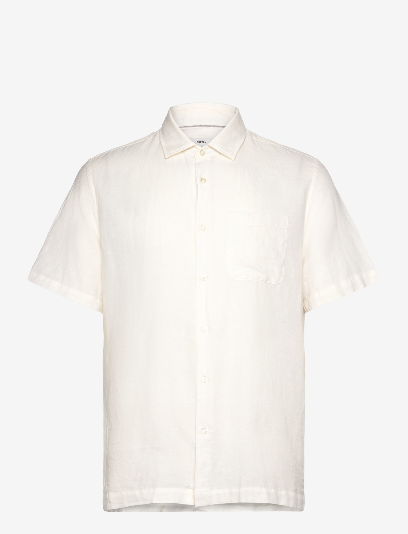 Mango - Regular-fit linen shirt with pocket - linneskjortor - white - 0