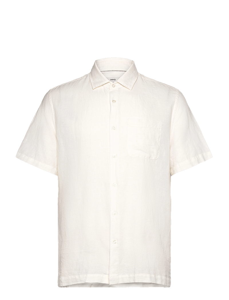 Mango - Regular-fit linen shirt with pocket - linneskjortor - white - 0