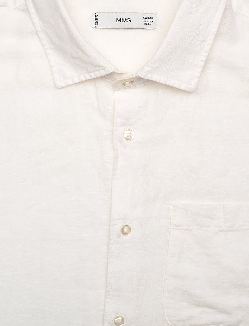 Mango - Regular-fit linen shirt with pocket - linneskjortor - white - 2