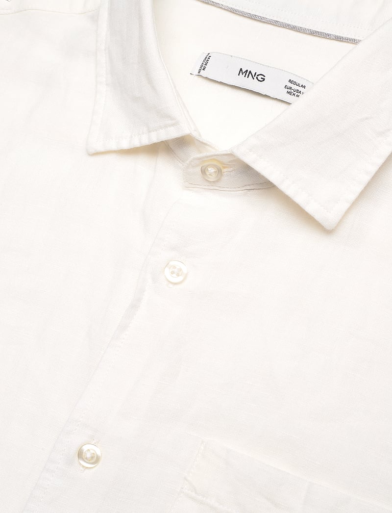 Mango - Regular-fit linen shirt with pocket - linneskjortor - white - 3