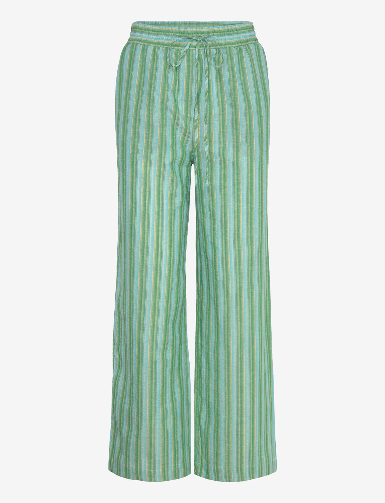 Mango - Straight striped trousers - raka byxor - green - 0