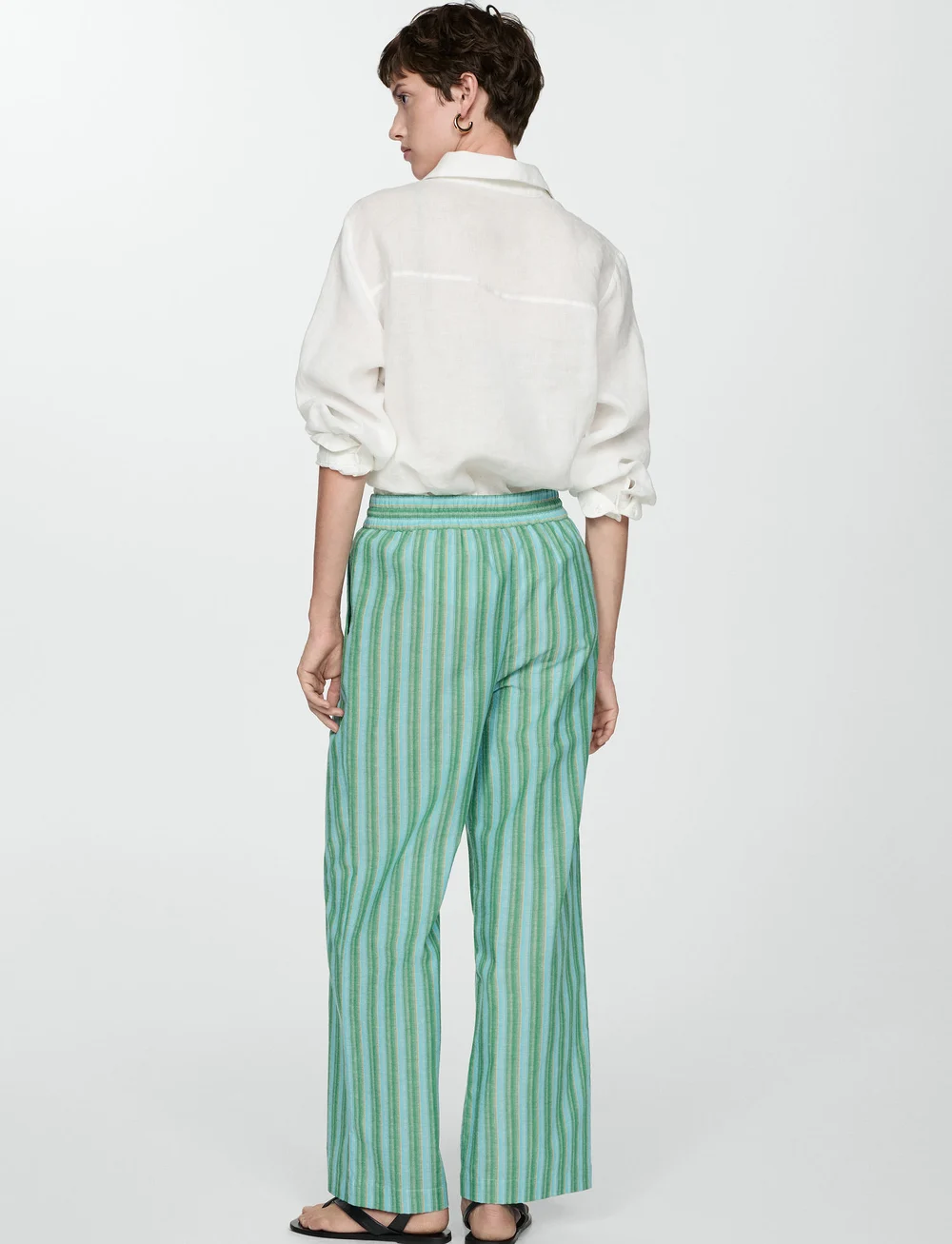 Mango - Straight striped trousers - bukser med lige ben - green - 3