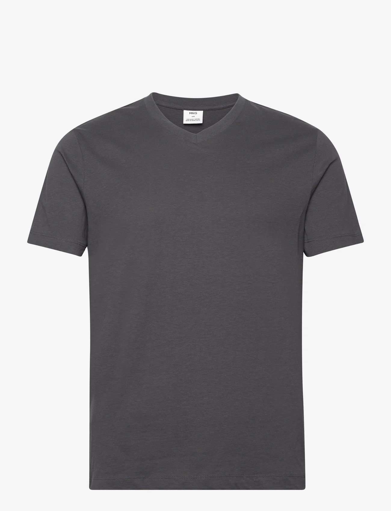 Mango - Basic cotton V-neck T-shirt - laveste priser - dark grey - 0