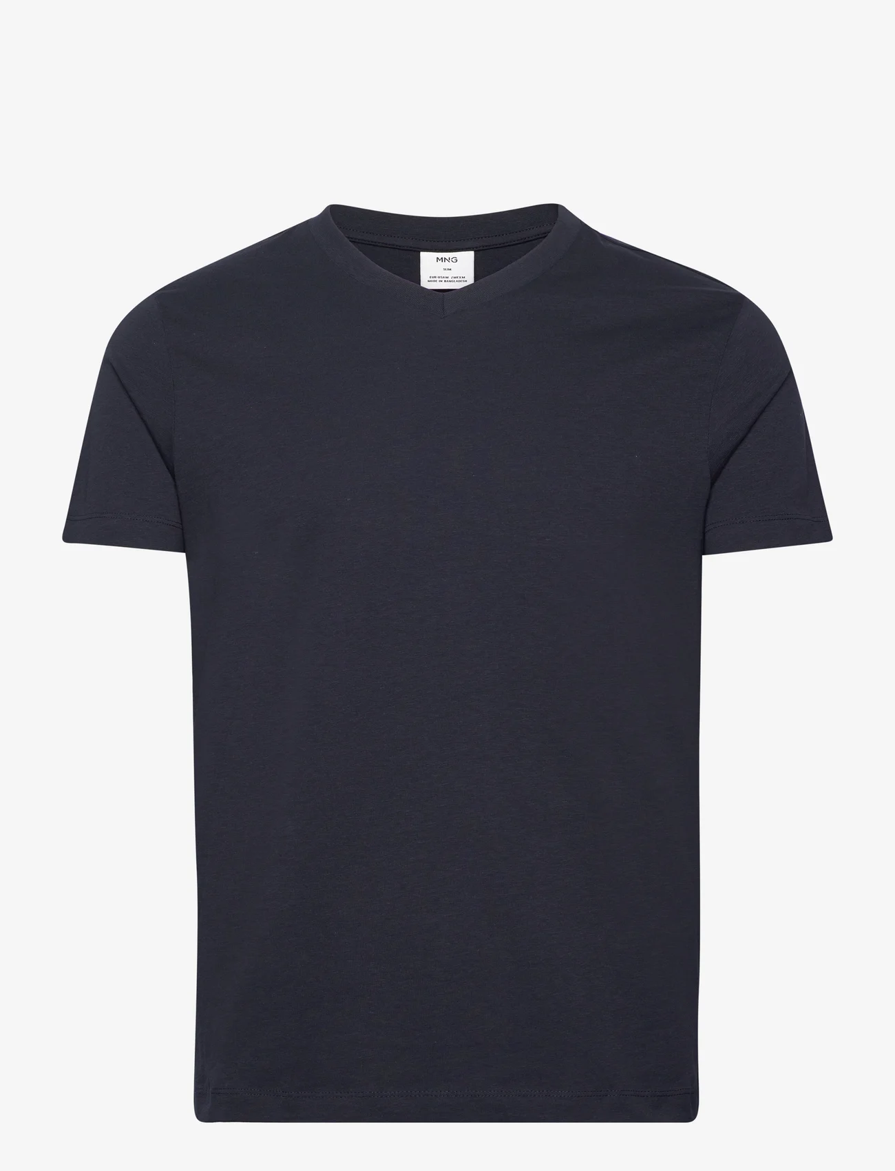 Mango - Basic cotton V-neck T-shirt - alhaisimmat hinnat - navy - 0