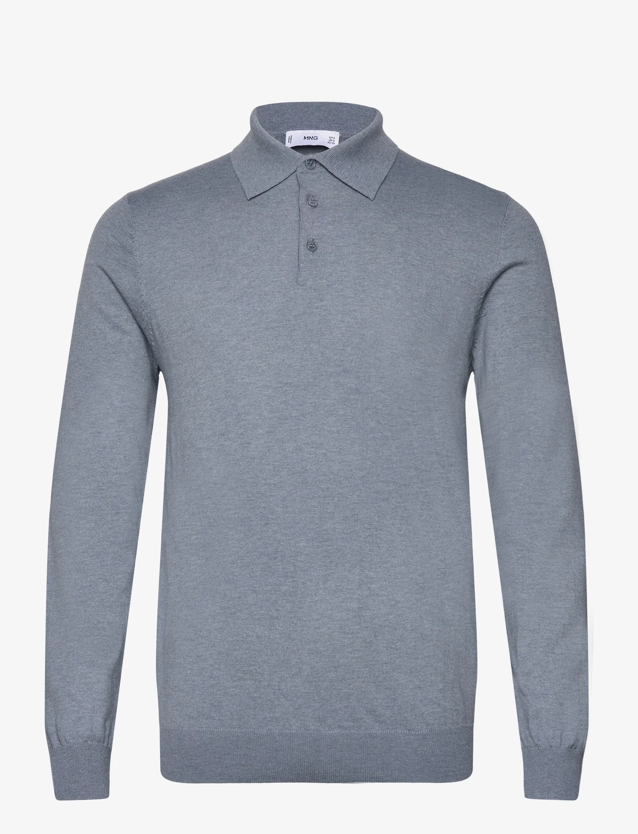 Mango - Long-sleeved cotton jersey polo shirt - neulotut poolot - lt-pastel blue - 0