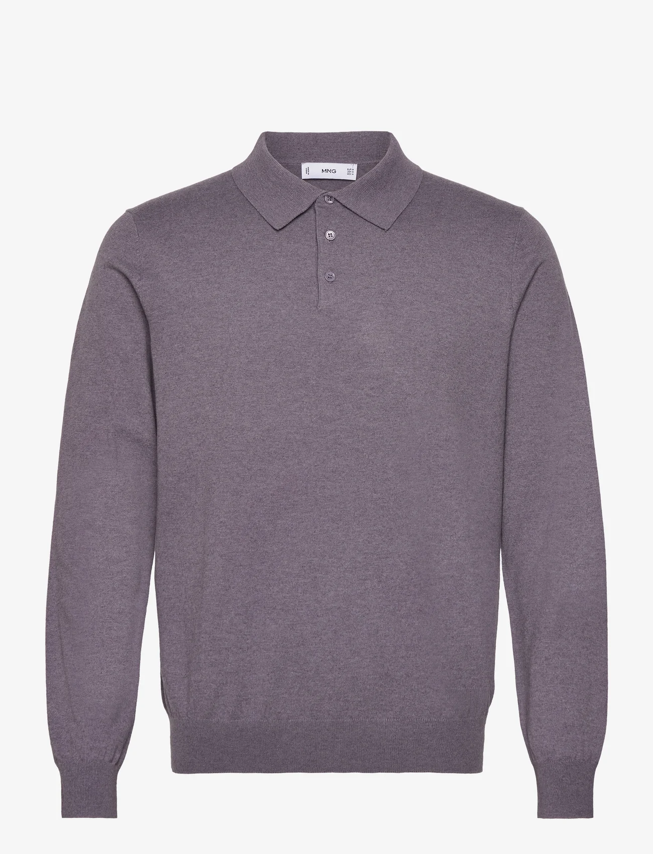 Mango - Long-sleeved cotton jersey polo shirt - polostrik - lt-pastel purple - 0
