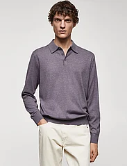 Mango - Long-sleeved cotton jersey polo shirt - stickade pikéer - lt-pastel purple - 2