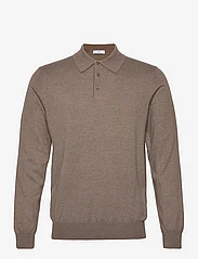 Mango - Long-sleeved cotton jersey polo shirt - stickade pikéer - medium brown - 0