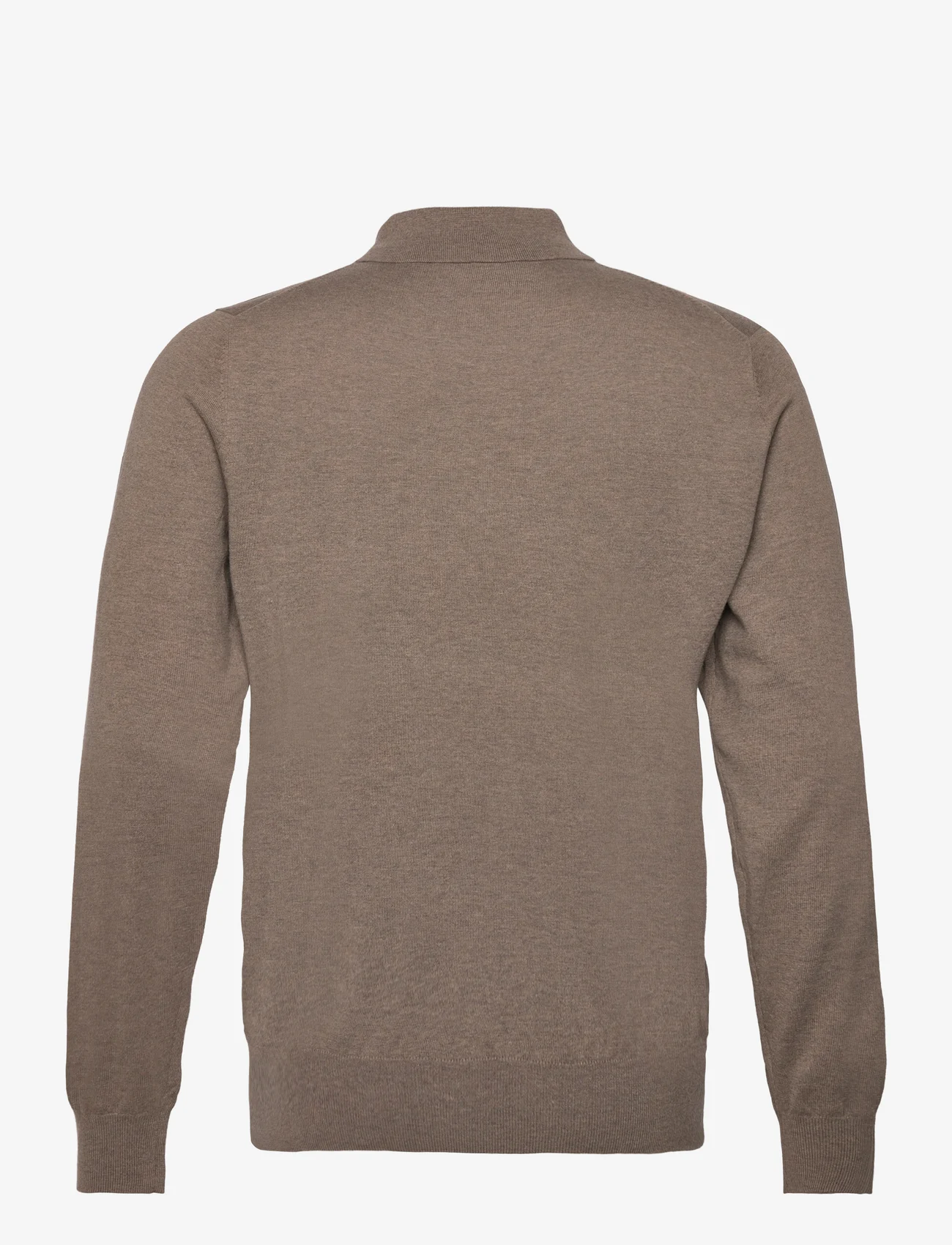 Mango - Long-sleeved cotton jersey polo shirt - stickade pikéer - medium brown - 1