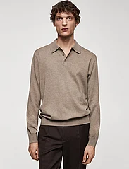 Mango - Long-sleeved cotton jersey polo shirt - stickade pikéer - medium brown - 2