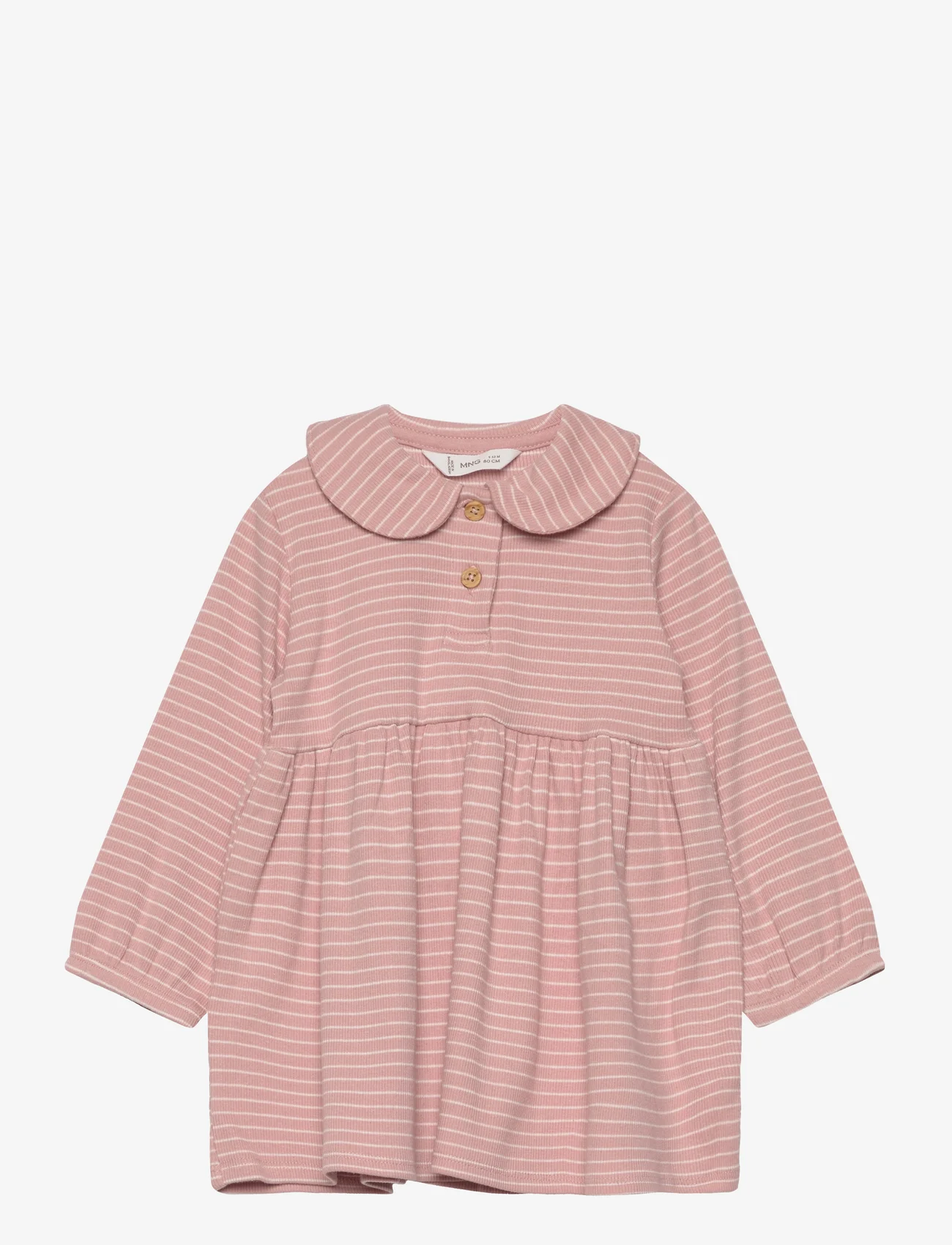 Mango - Striped cotton dress - langærmede hverdagskjoler - pink - 0