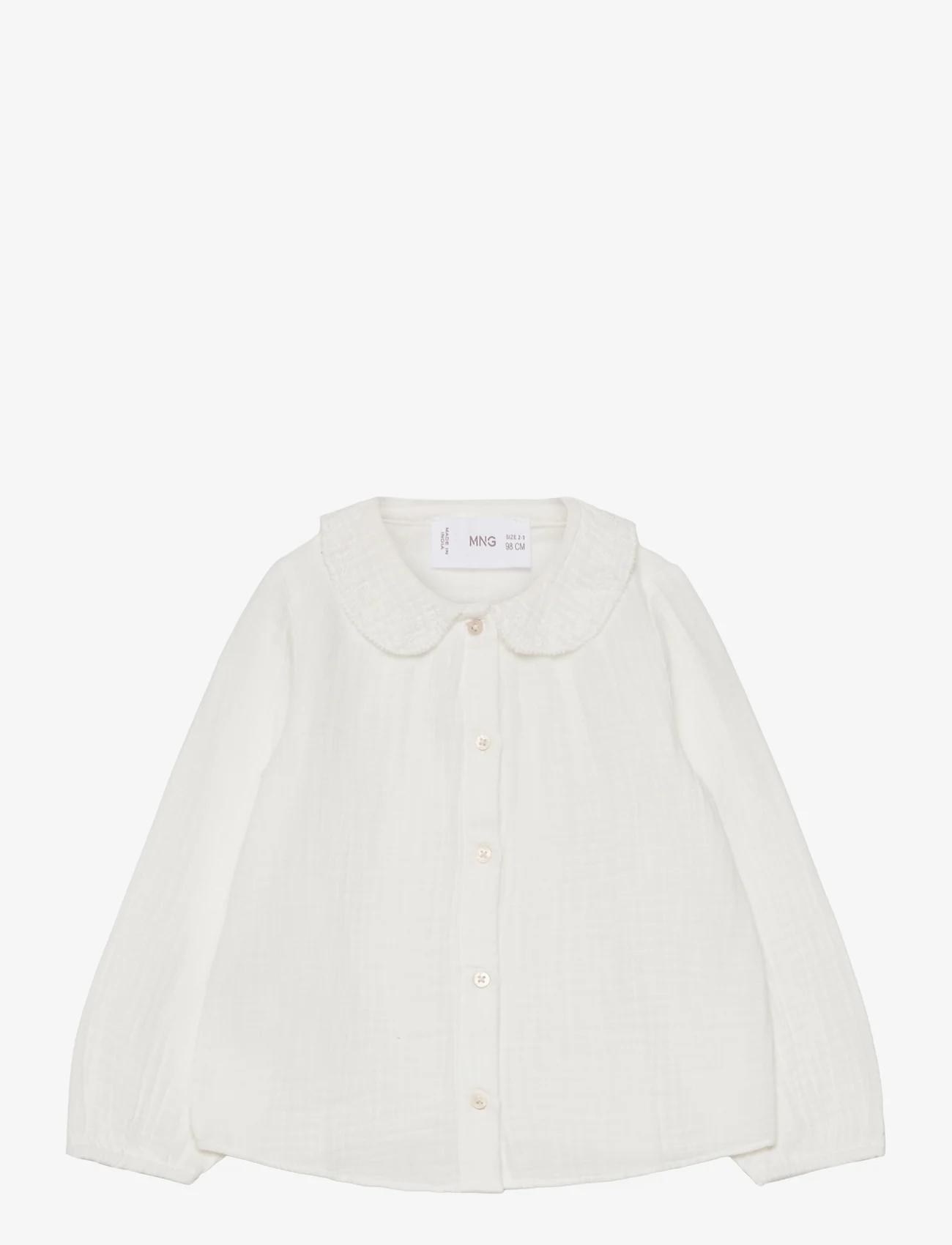 Mango - Cheesecloth cotton blouse - sommarfynd - white - 0