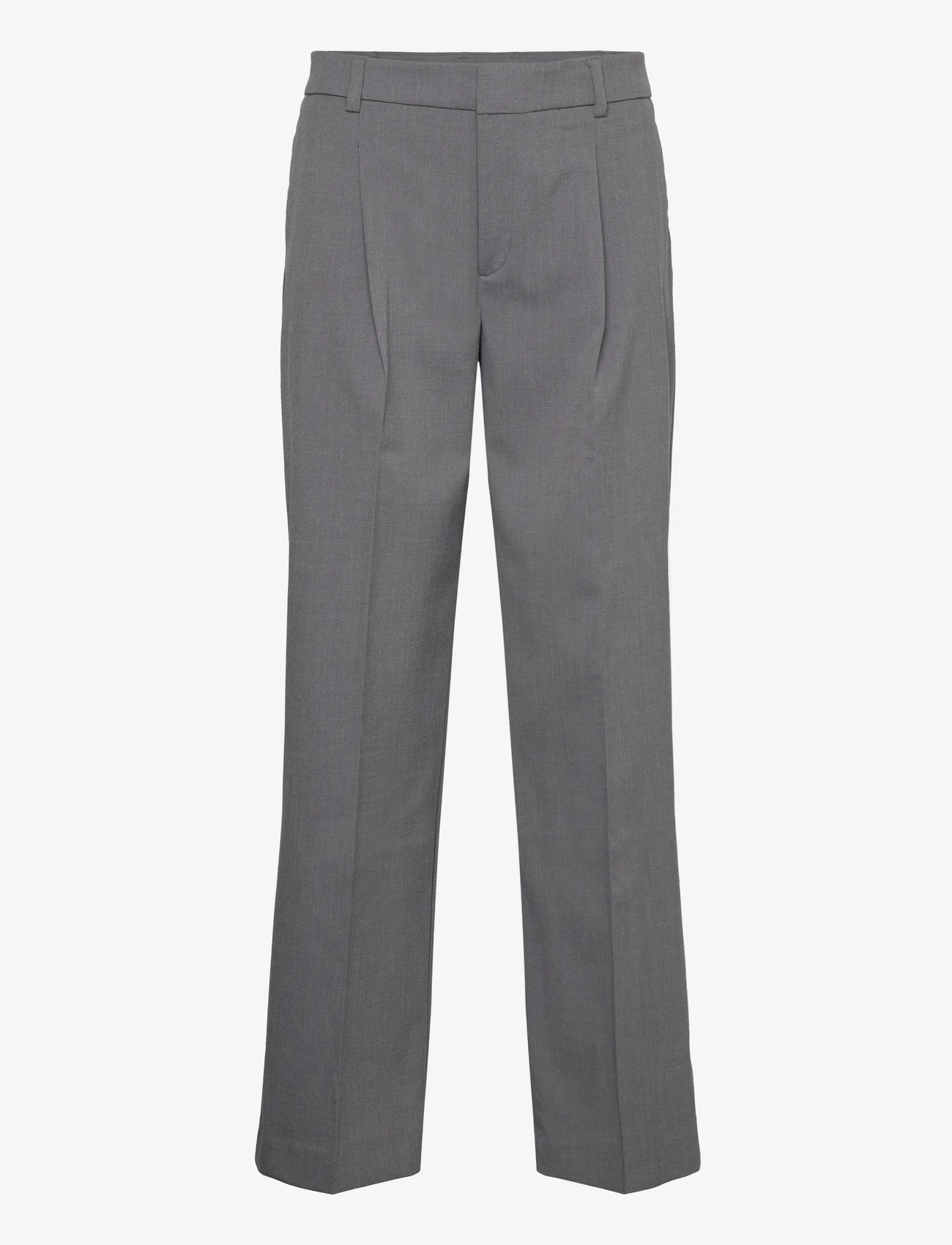Mango - Flecked straight pants - dressbukser - grey - 0