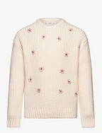 Floral embroidery sweater - LIGHT BEIGE