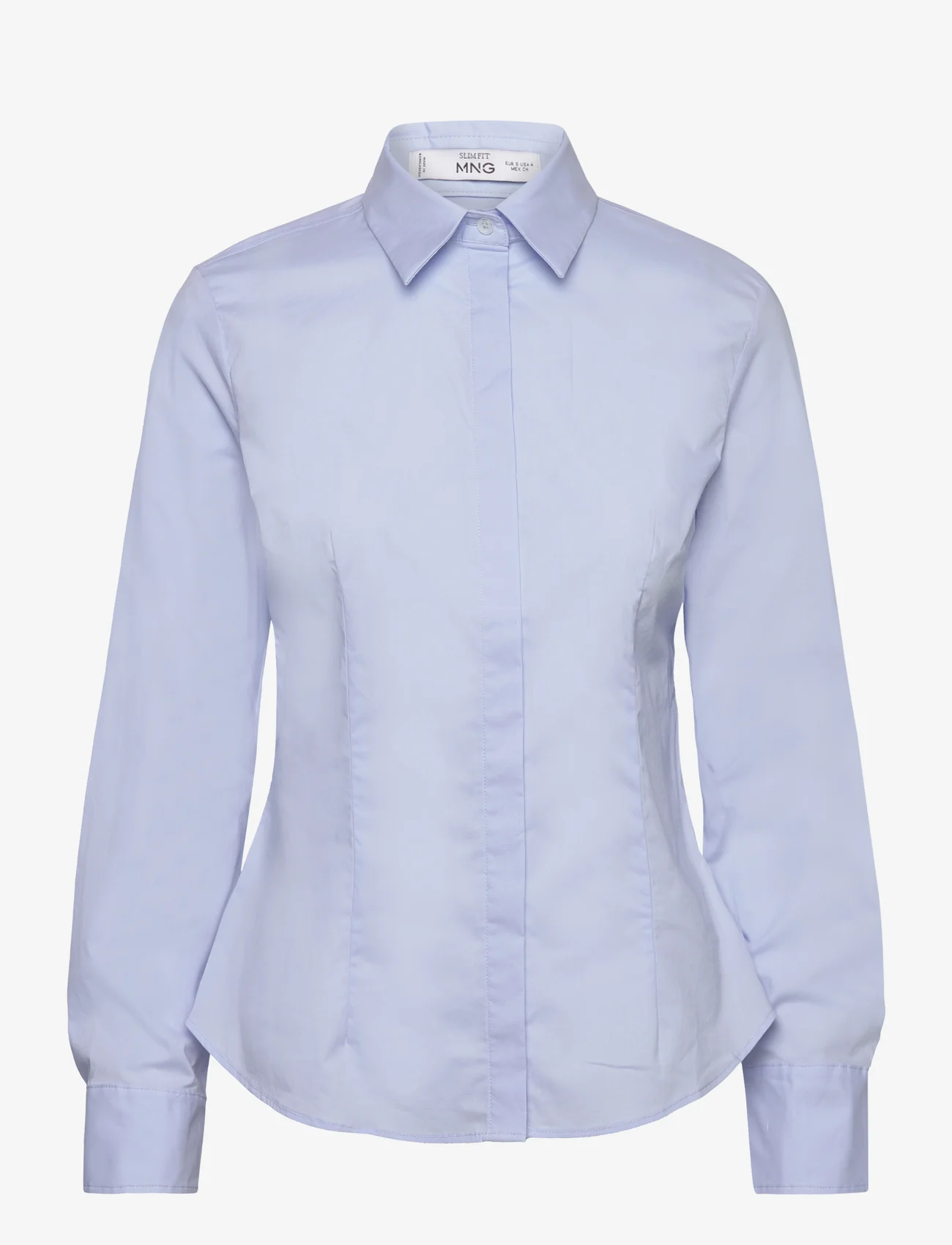 Mango - Fitted cotton shirt - långärmade skjortor - lt-pastel blue - 0