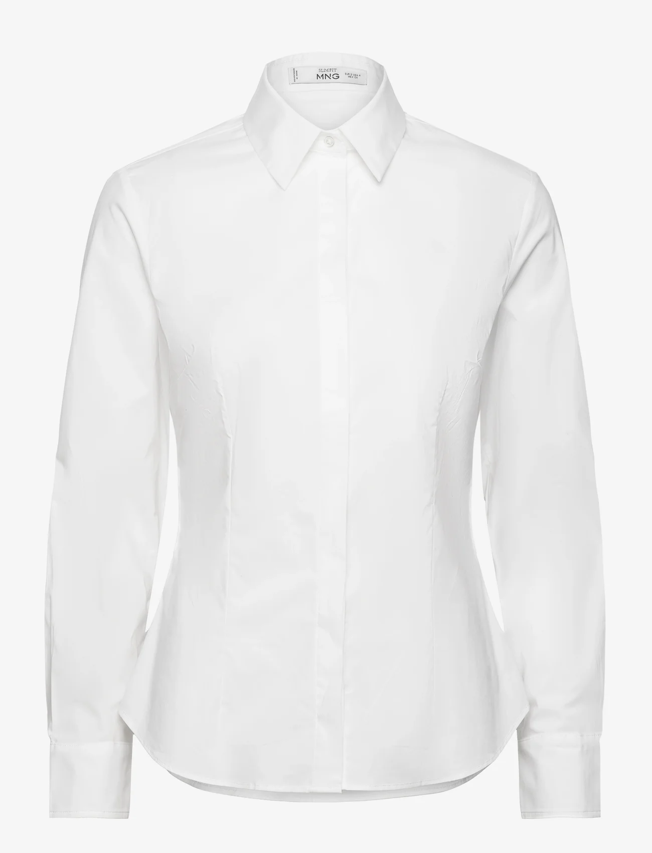Mango - Fitted cotton shirt - långärmade skjortor - white - 0