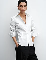 Mango - Fitted cotton shirt - långärmade skjortor - white - 2