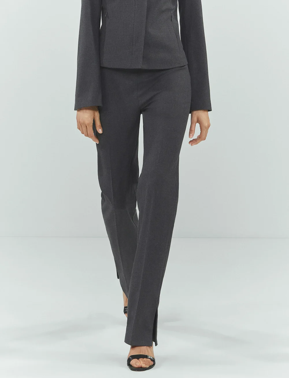 Mango - Trousers with side-zip hem - habitbukser - lt pastel grey - 0