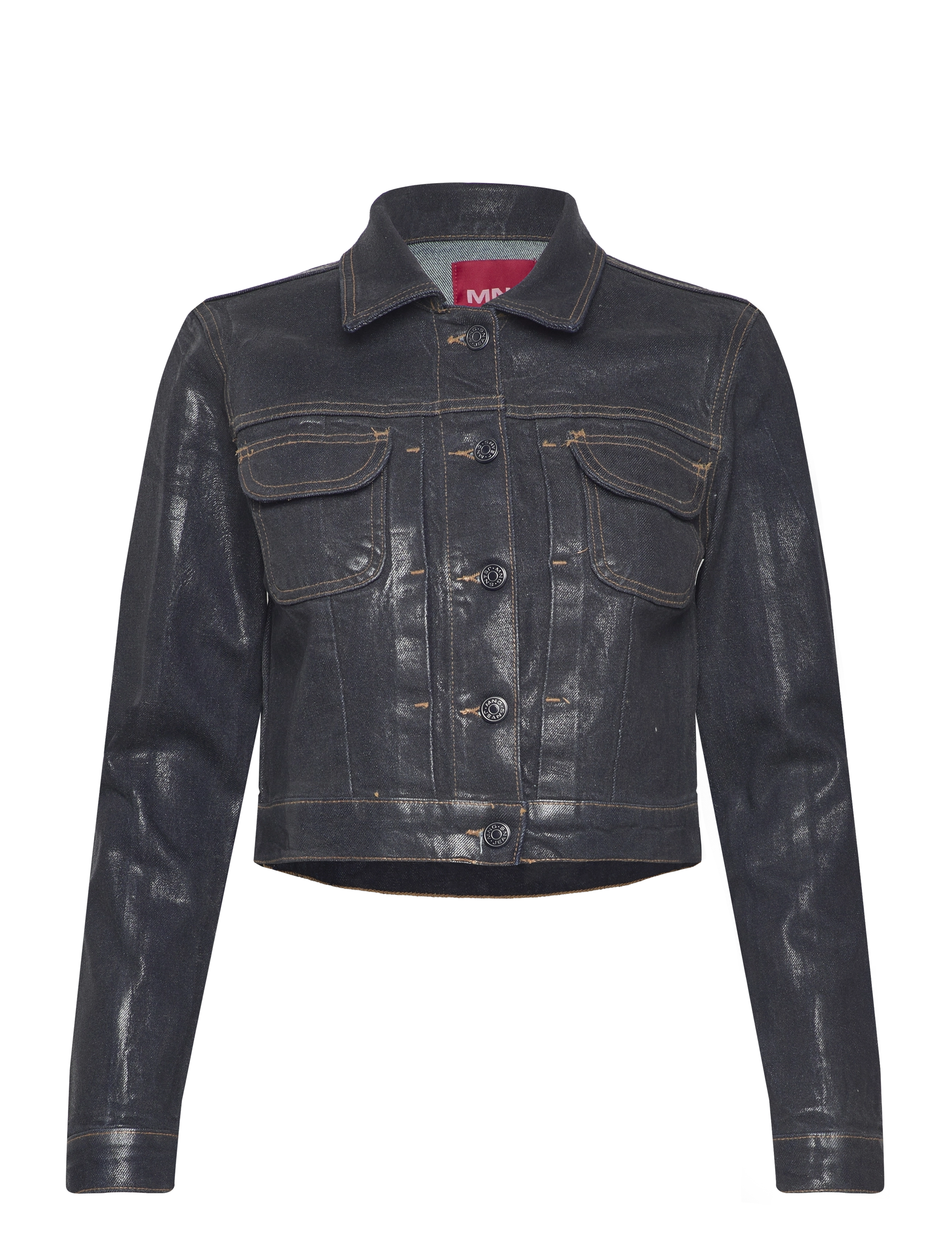 MANGO Foil Structured Denim Jacke Navy - S - Damen