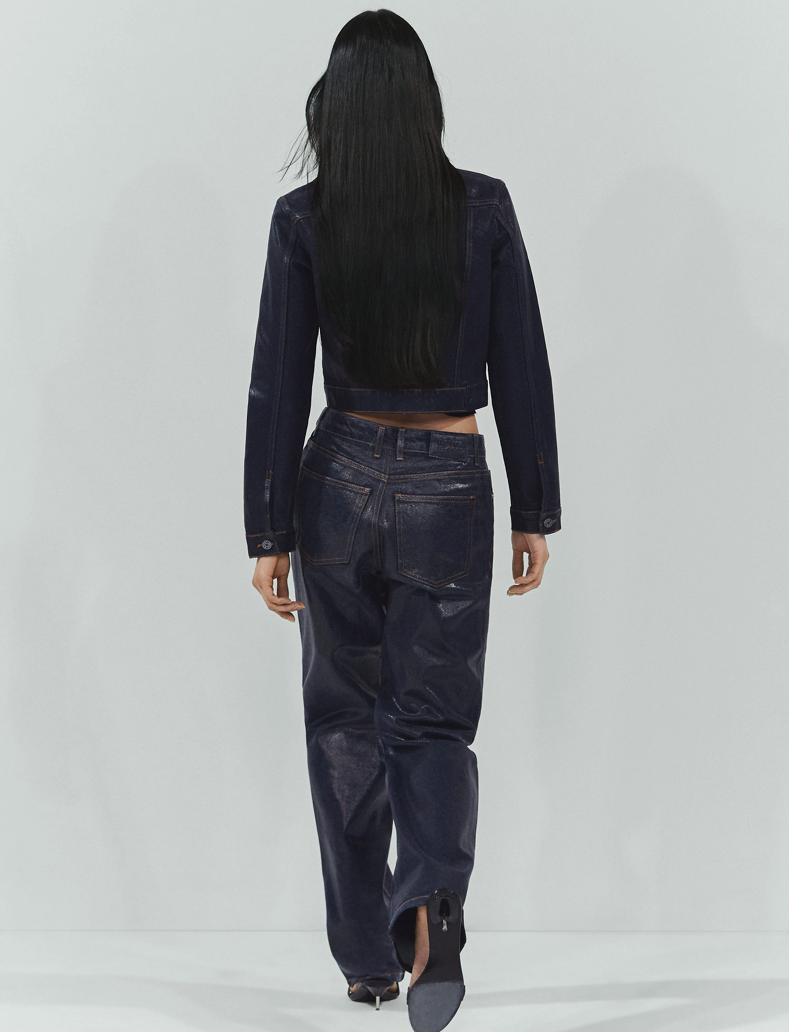 Mango - Foil structured denim jacket - frühlingsjacken - open blue - 3