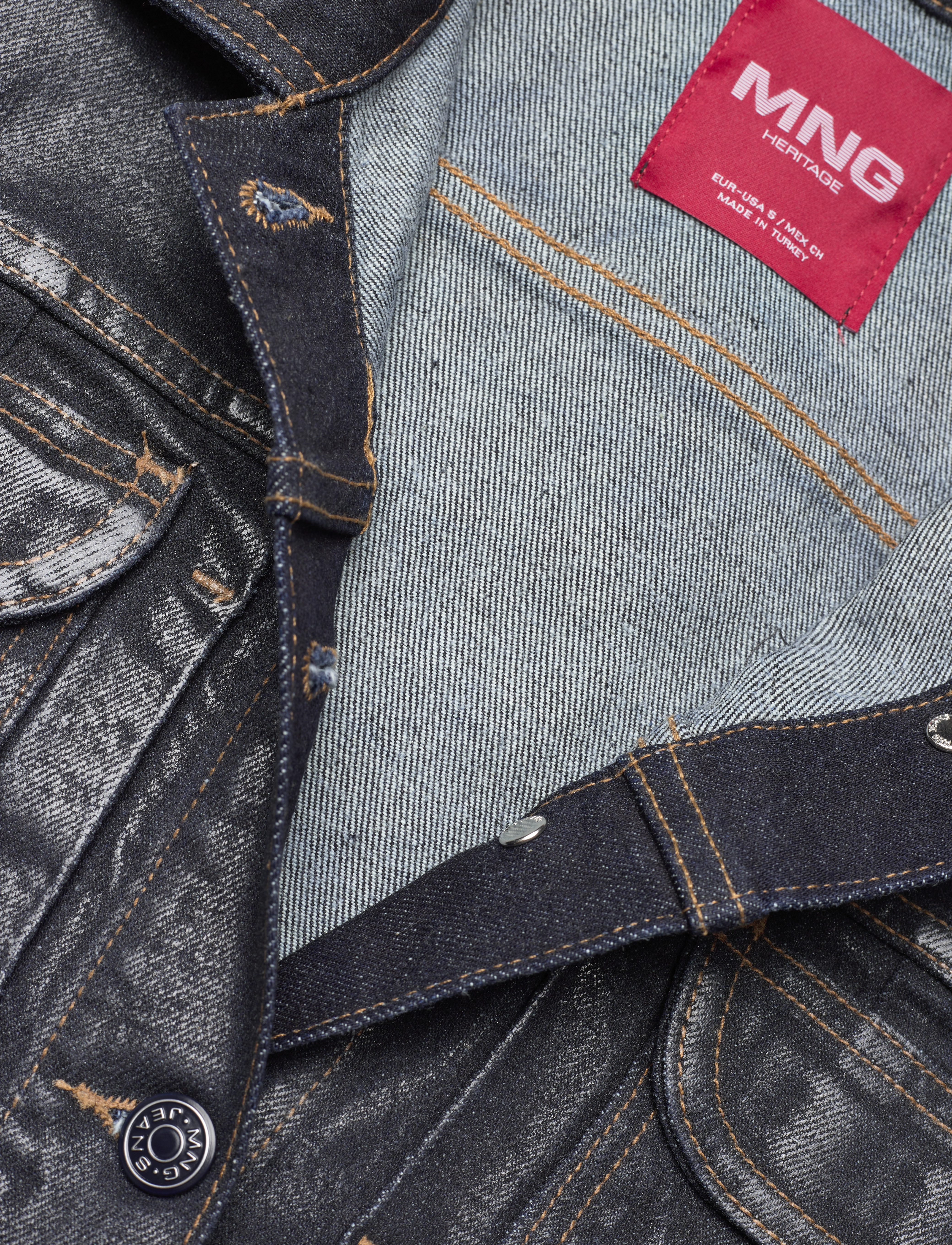 Mango - Foil structured denim jacket - frühlingsjacken - open blue - 4