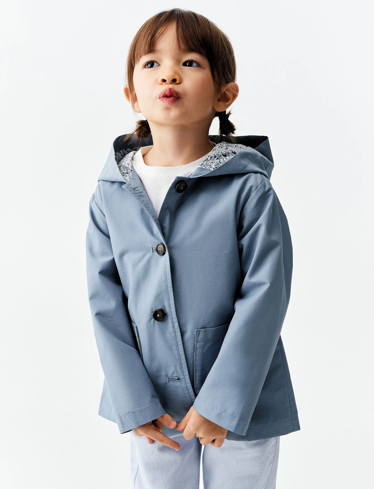 Mango - Buttoned cotton jacket - laveste priser - medium blue - 1