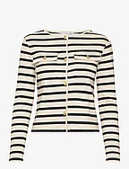 Striped cardigan with buttons - LIGHT BEIGE