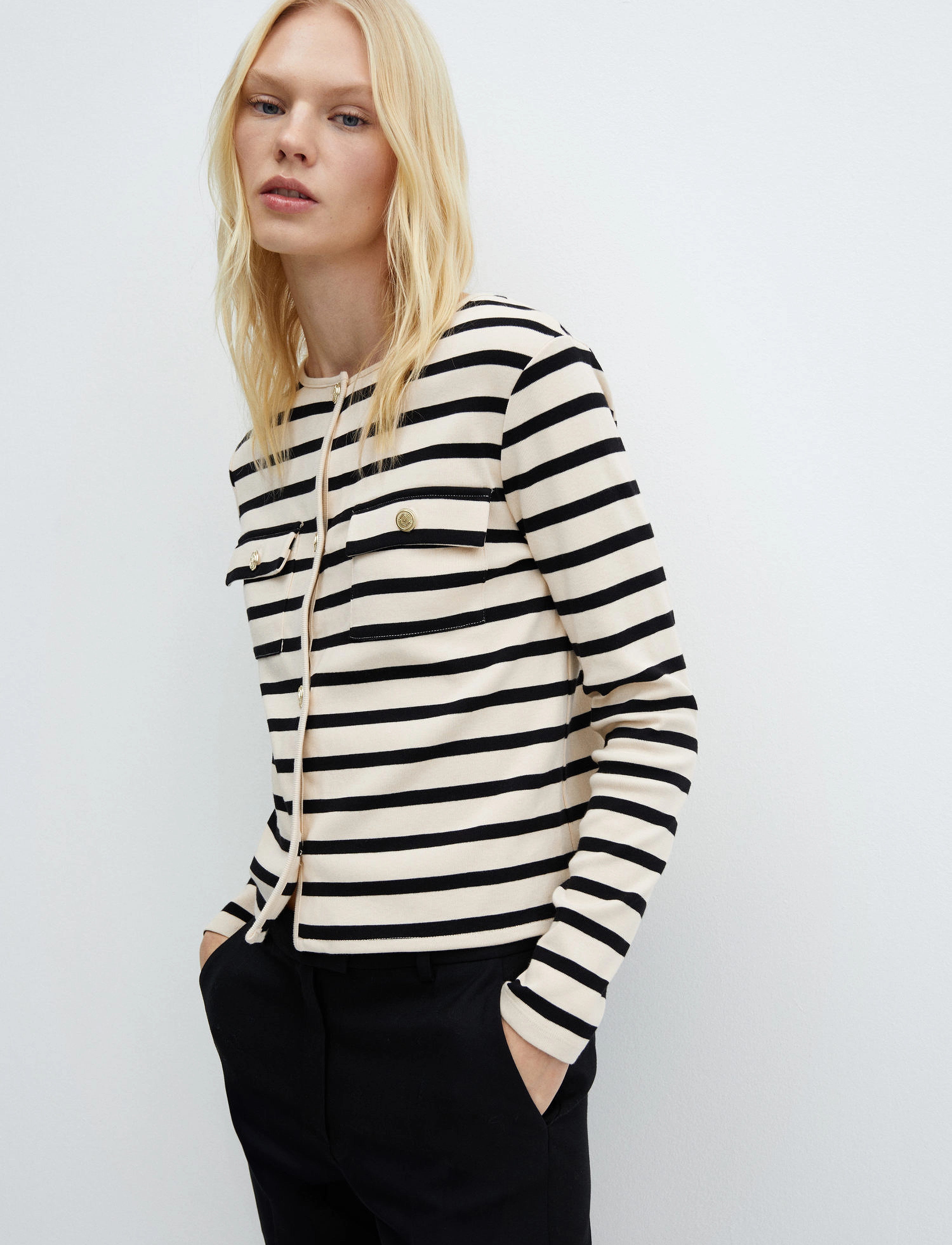 Striped cardigan with buttons - LIGHT