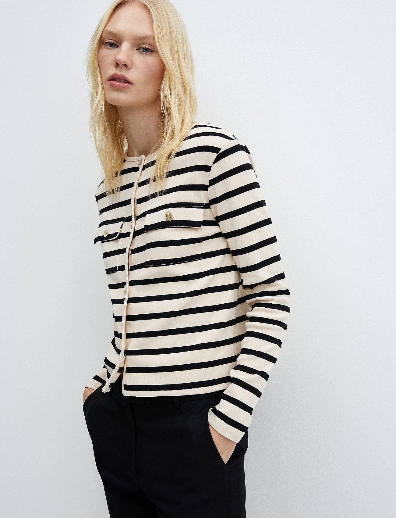 Striped cardigan with buttons - LIGHT