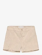 Linen-blend Bermuda shorts - LT PASTEL BROWN