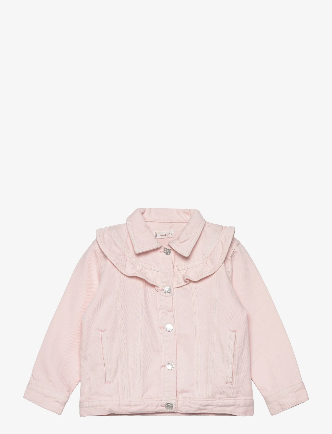 Mango - Ruffled denim jacket - de laveste prisene - pink - 0