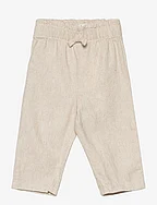 Linen-blend elastic waist trousers - LIGHT BEIGE