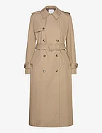 Double-breasted cotton trench coat - LIGHT BEIGE