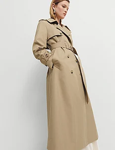 Double-breasted cotton trench coat, Mango