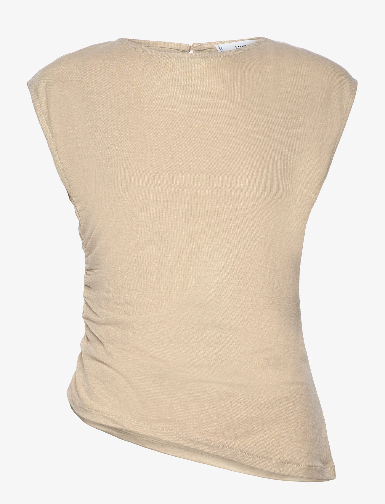 Mango - Knit asymmetric top - kortermede skjorter - lt pastel brown - 0