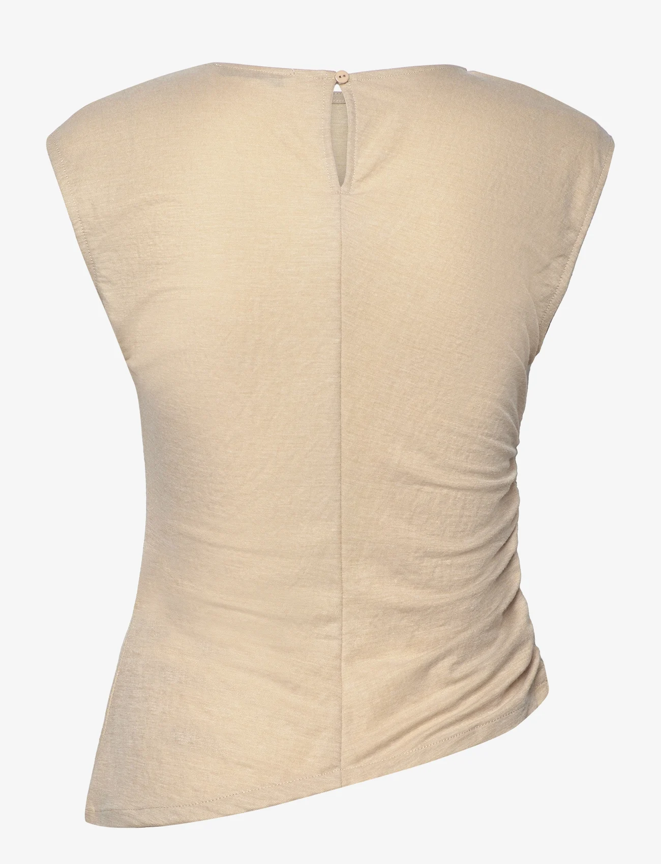 Mango - Knit asymmetric top - kortermede skjorter - lt pastel brown - 1