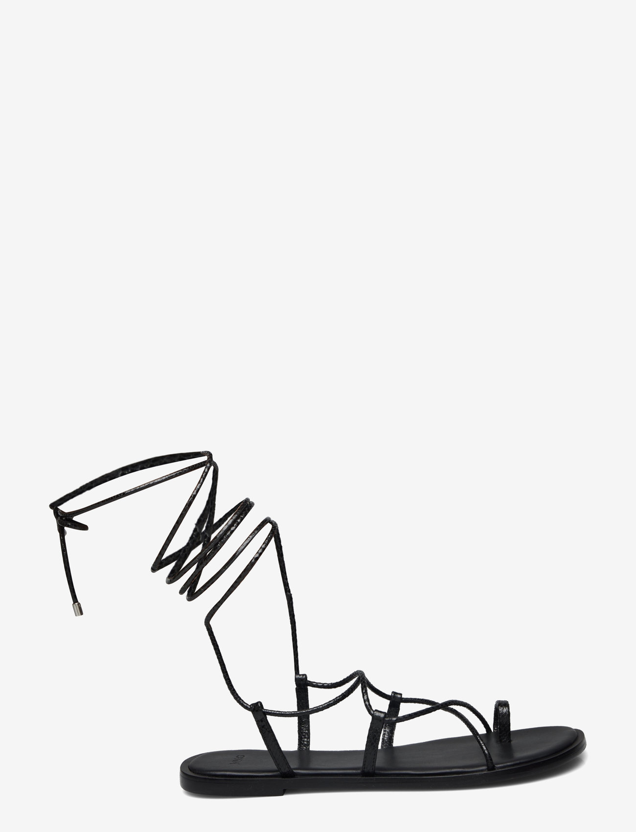 Mango - Leather straps sandals - platta sandaler - black - 1