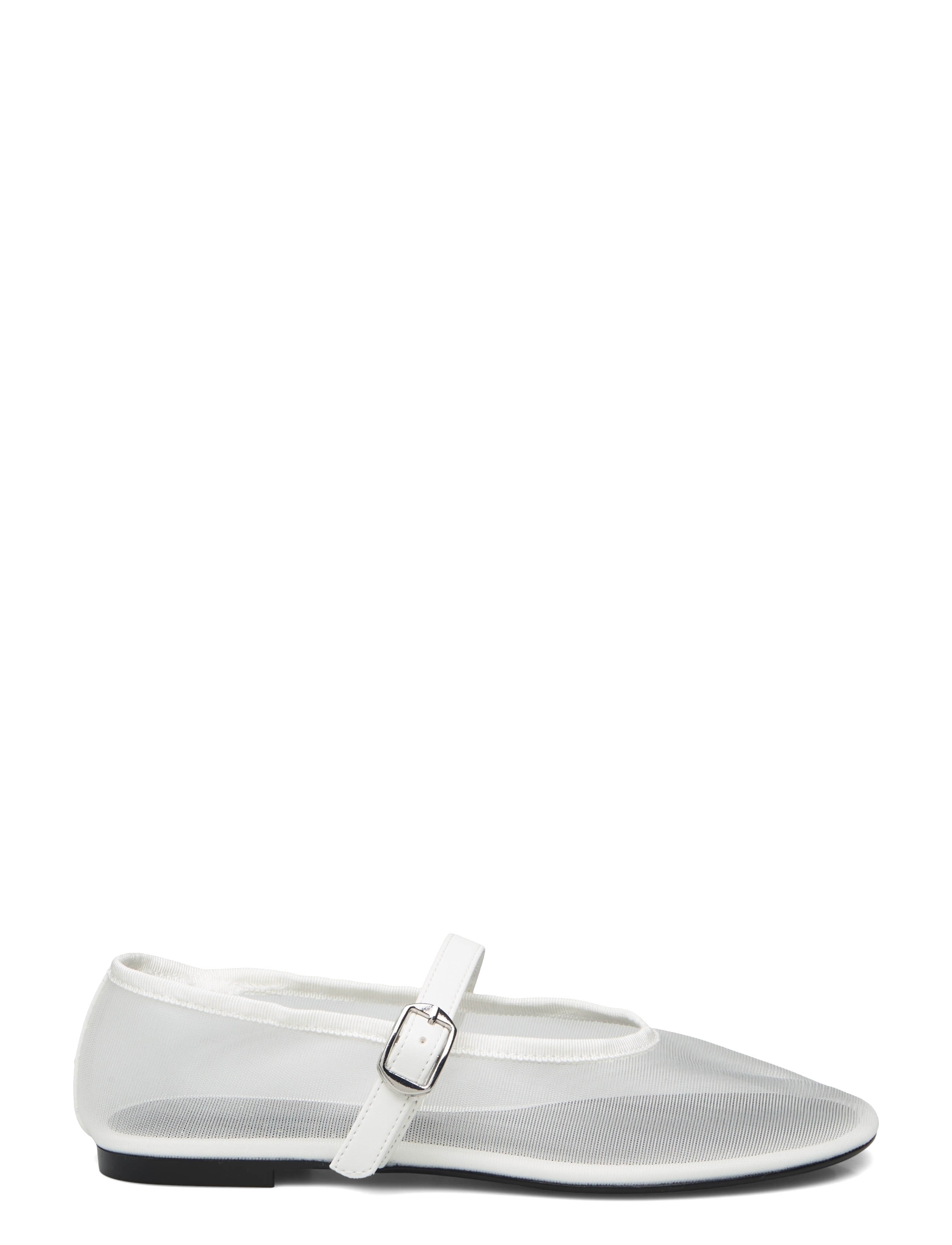 Mango - Mesh ballet flats with strap and buckle - white - 2