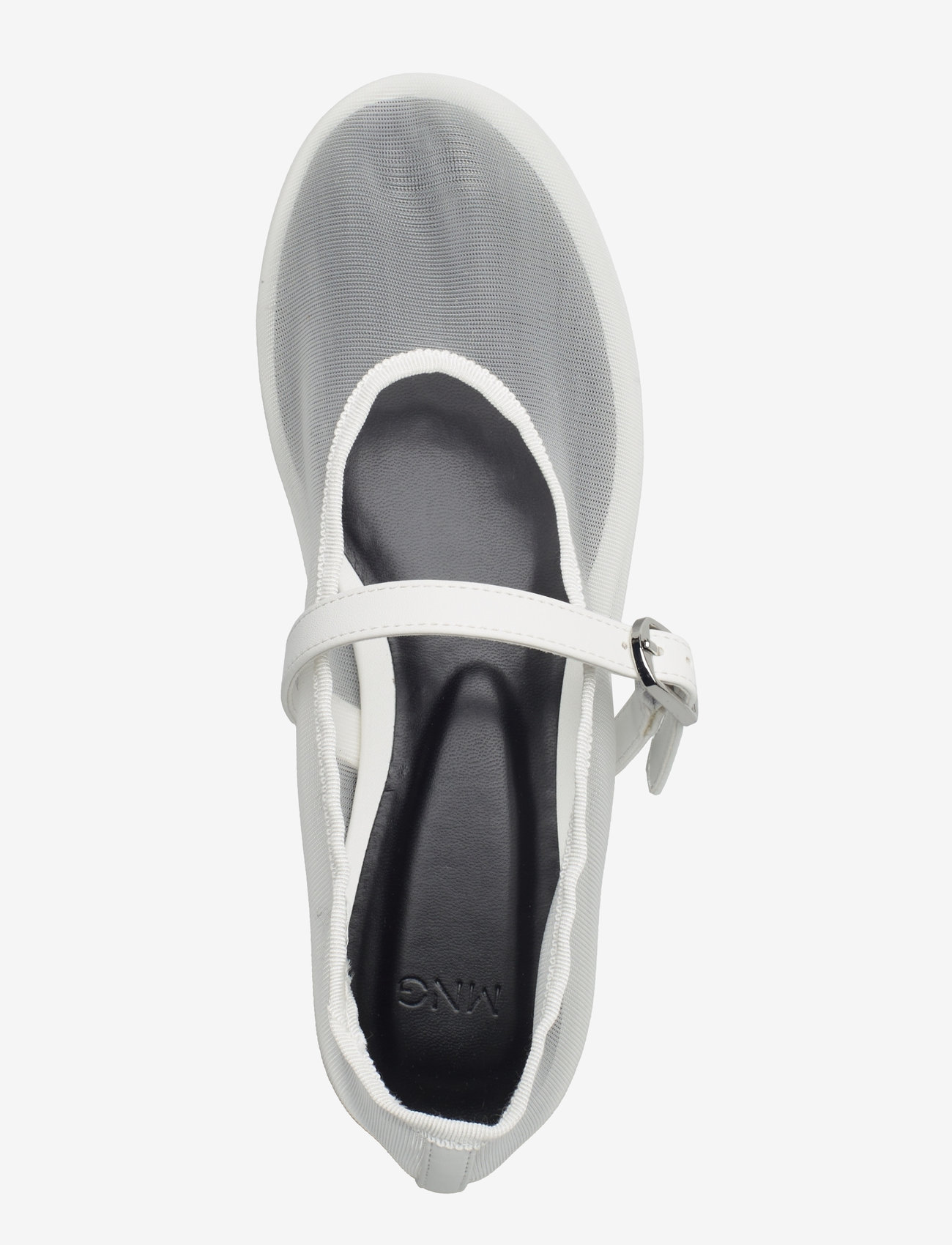 Mango - Mesh ballet flats with strap and buckle - laveste priser - white - 3
