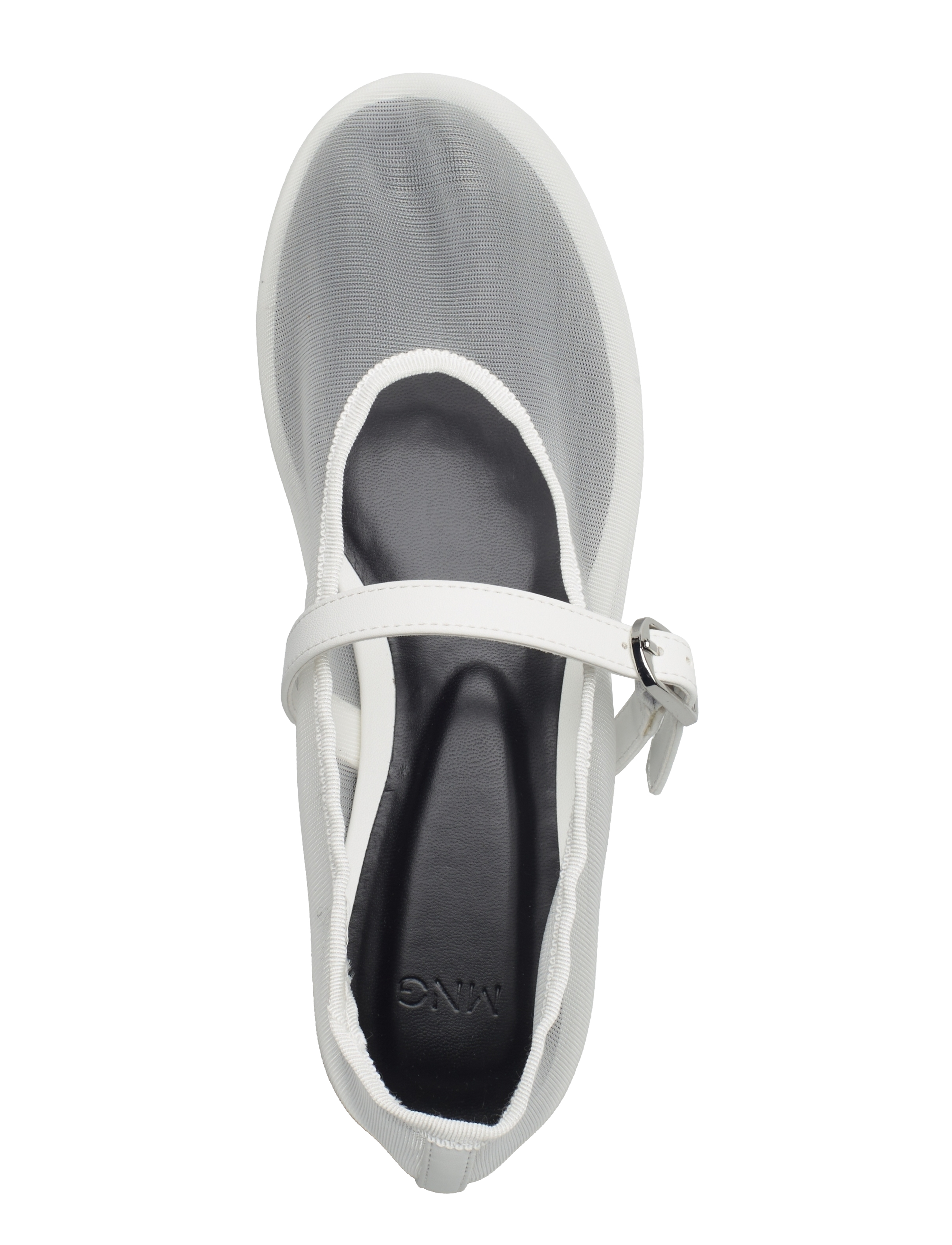 Mango - Mesh ballet flats with strap and buckle - white - 3