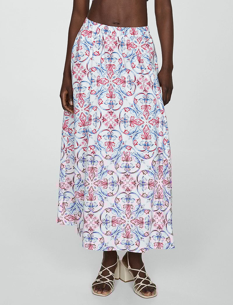 Mango - Printed midi skirt - midi-röcke - red - 0