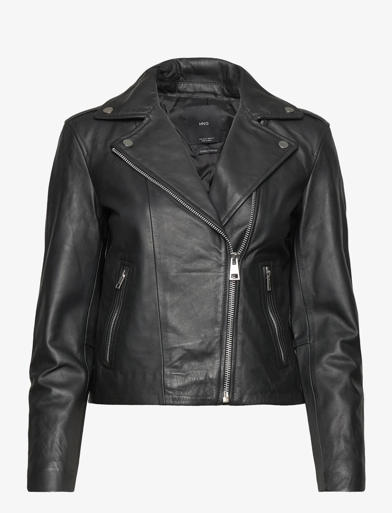 Mango - Leather biker jacket - forårsjakker - black - 0