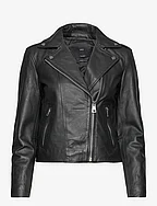Leather biker jacket - BLACK