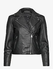 Mango - Leather biker jacket - vårjakker - black - 0