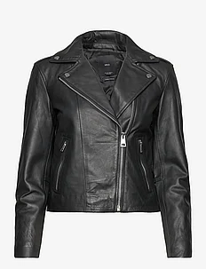 Leather biker jacket, Mango