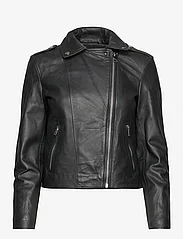Mango - Leather biker jacket - kevättakit - black - 1