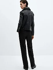 Mango - Leather biker jacket - kevättakit - black - 4