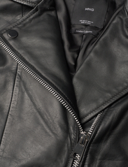 Mango - Leather biker jacket - kevättakit - black - 5