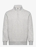 Cotton sweatshirt with zip neck - MEDIUM GREY