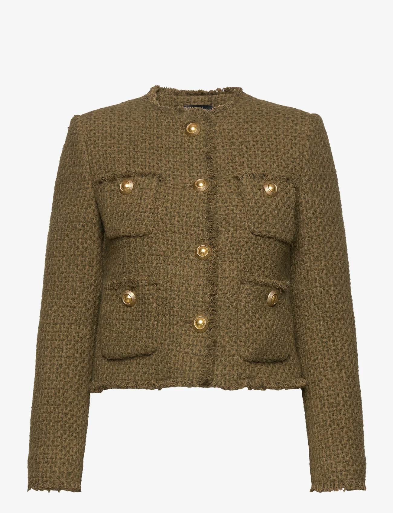 Mango - Pocket tweed jacket - festklær til outlet-priser - beige - khaki - 0